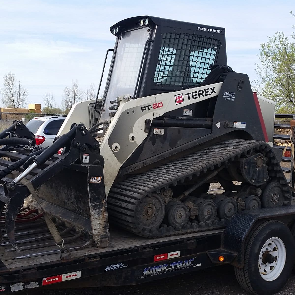 Terex tracked skid steer loaded for transport to a job site